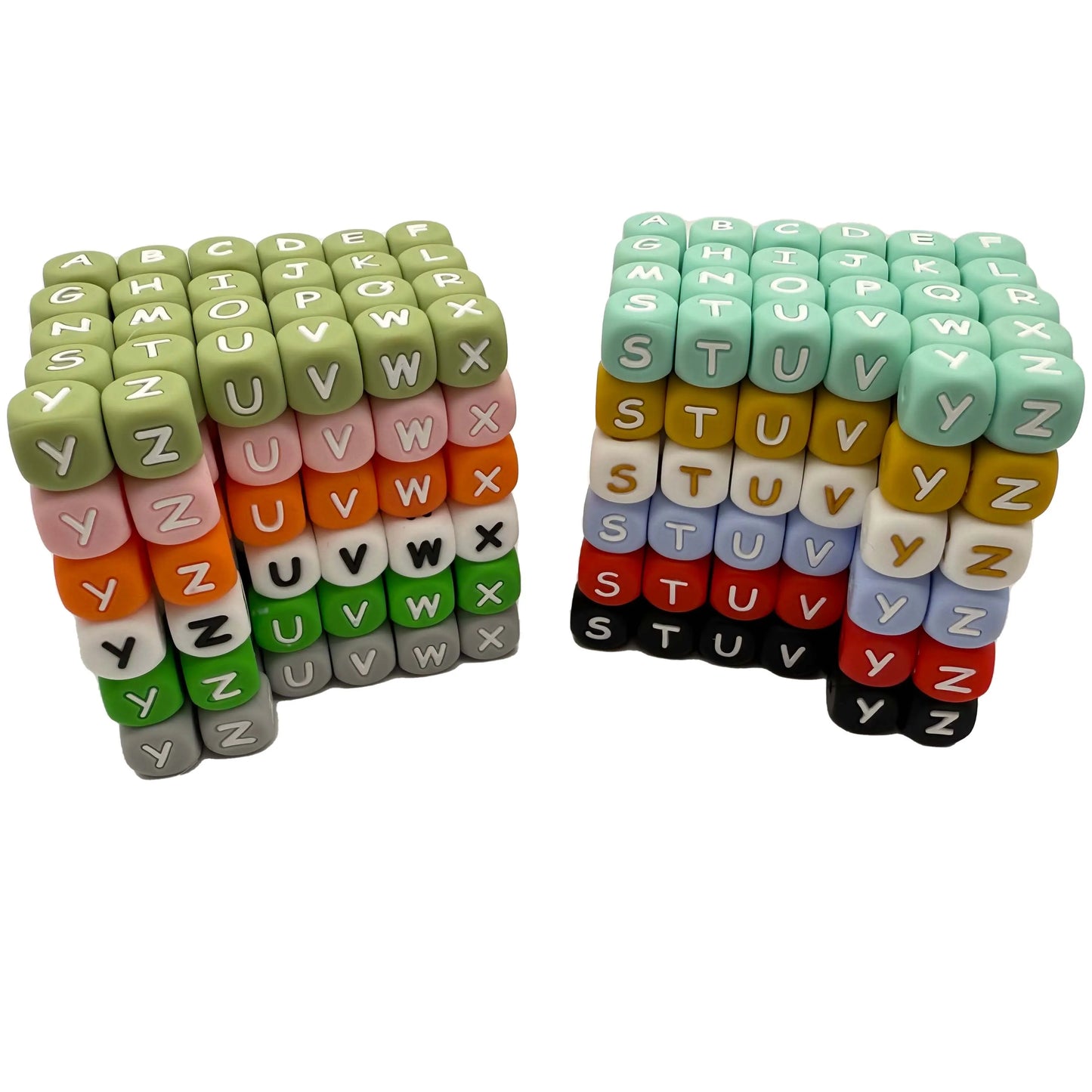 Pearl & Silicone Letter Beads 78pc 12mm — DIY Necklace Bracelet & Pen Charms — view 2 of beads