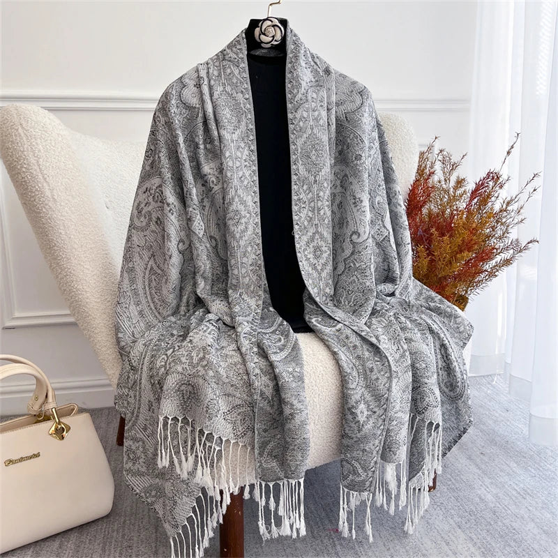 Pashmina Scarf in 58 Signature Shades — Cashmere-Feel Women's Tassel Shawl Wrap Color Stack