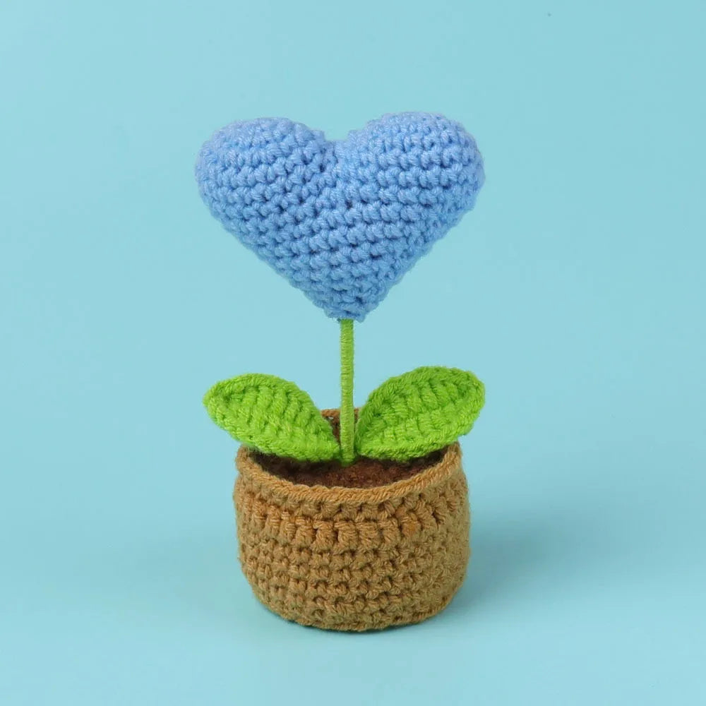 Home Decor Crochet Sunflower in Pot — Hand-Knitted Faux Flower Graduation Gift & Shelf Accent