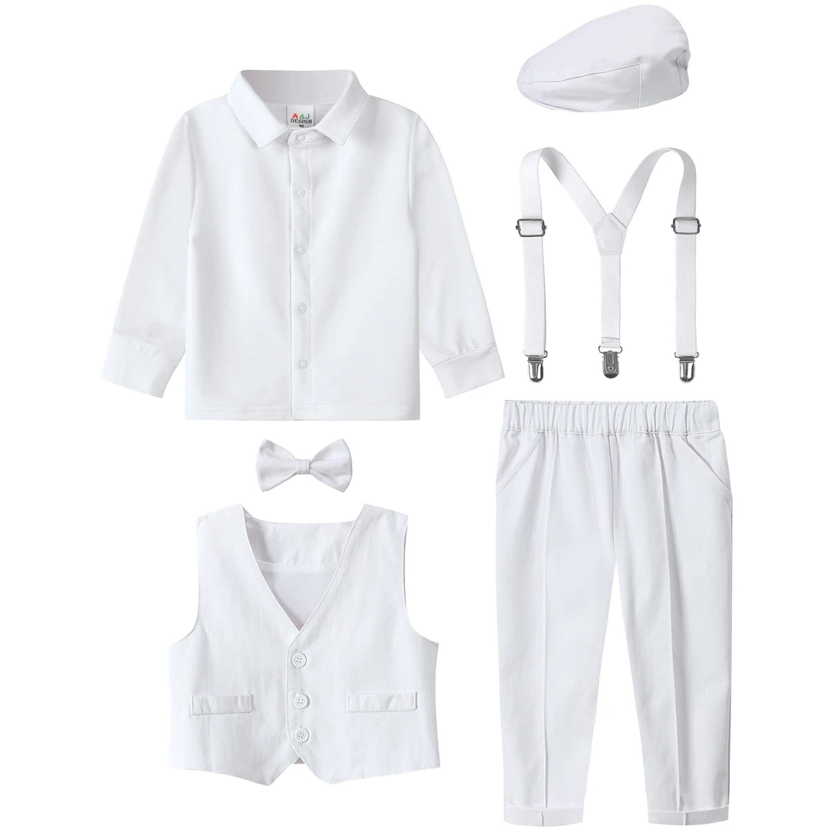 Baby Christening Suits Toddler Baptism Outfits Set Boys White Church Clothing Sets Wedding Formal Clothes 4pcs