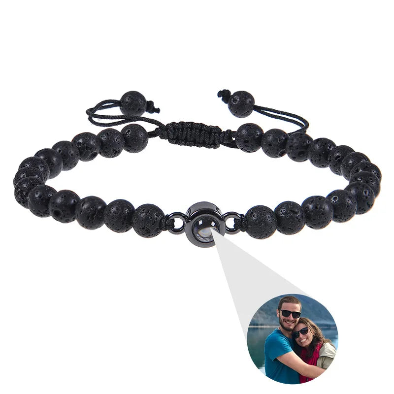 Pearl-Style Custom Photo Projection Bracelet — 6mm Personalized Beads for Couples — view 18 of bracelets