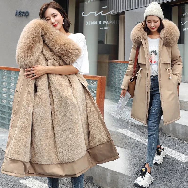 Winter Women Jacket Parka Clothes Fur Collar Warm Loose