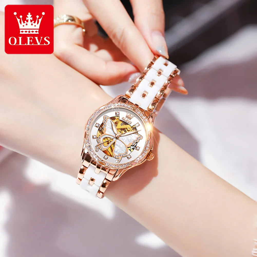 OLEVS 6622 Women's Butterfly Dial Watch — Luxury Diamond Quartz Wristwatch — view 2 of watches