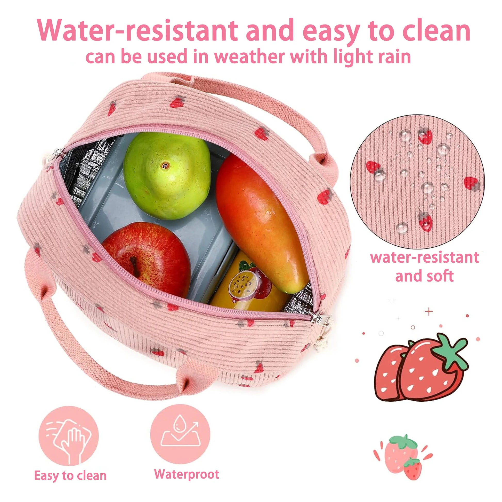 Pink Insulated Lunch Bag - Large-Capacity Cooler Tote for Work & Outdoor Travel — view 2 of lunch bags