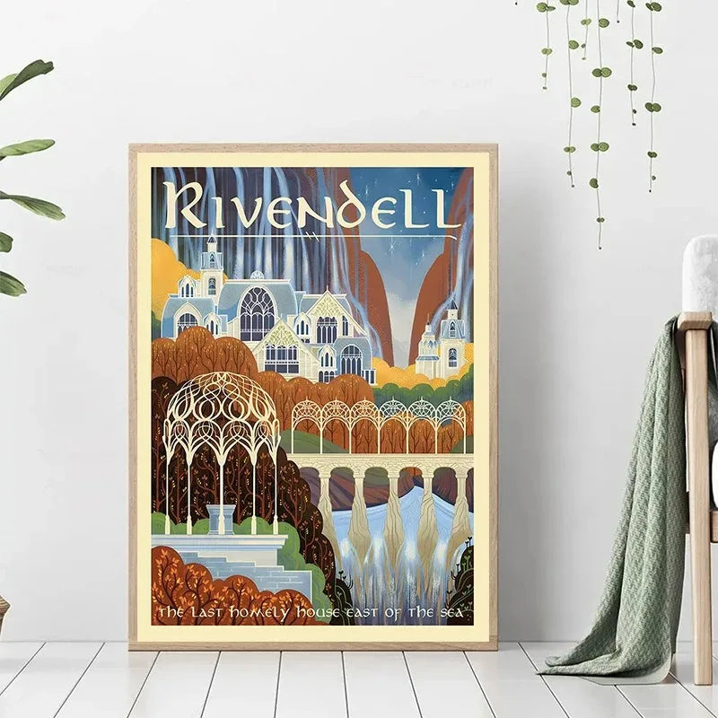 Middle-Earth Travel Canvas Poster &mdash; Vintage Lord of The Rings Fantasy Movie Wall Art — view 4 of wall art & prints