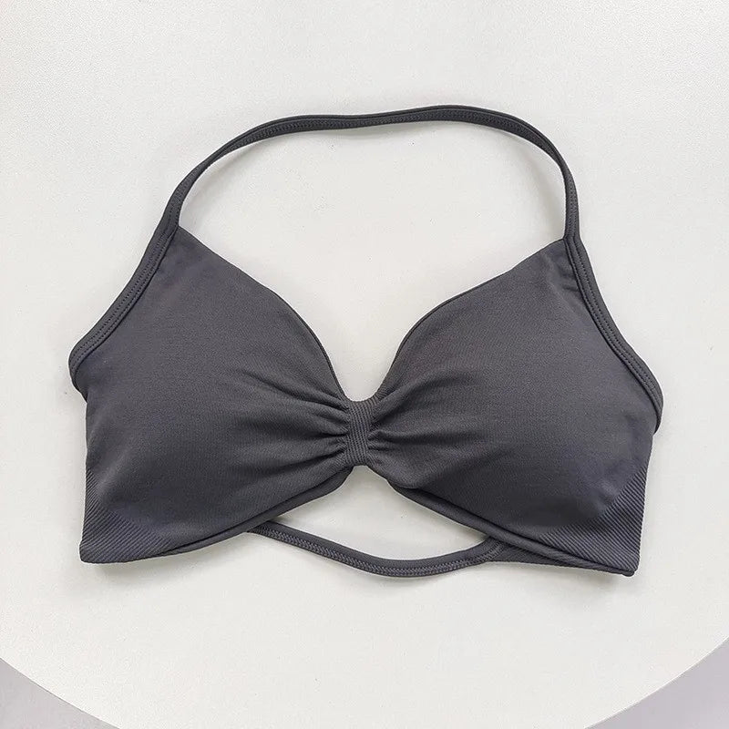 Women’s Lace-Up Sports Bra — Thin-Strap Camisole Seamless Push-Up Yoga Gym Top — view 11 of sports bras