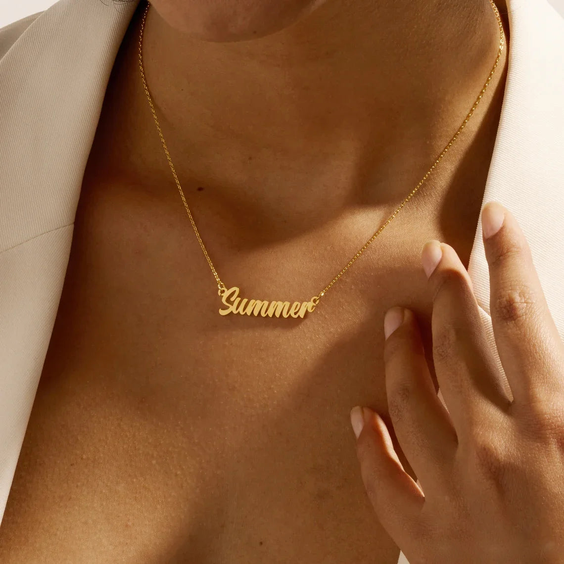 Custom Name Necklace for Women Personalized Cursive Letter Pendant Stainless Steel Jewelry — view 3 of jewelry & watches