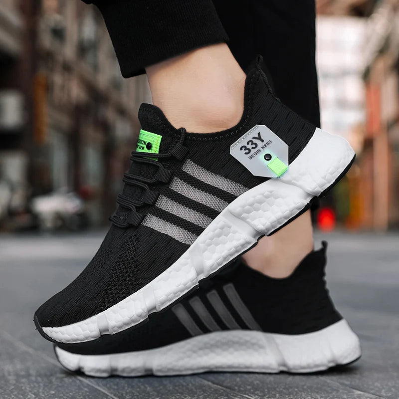 All-Season Men's Mesh Walking Flats — Trendy Lightweight Tennis Sneakers Plus Size — view 3 of sneakers