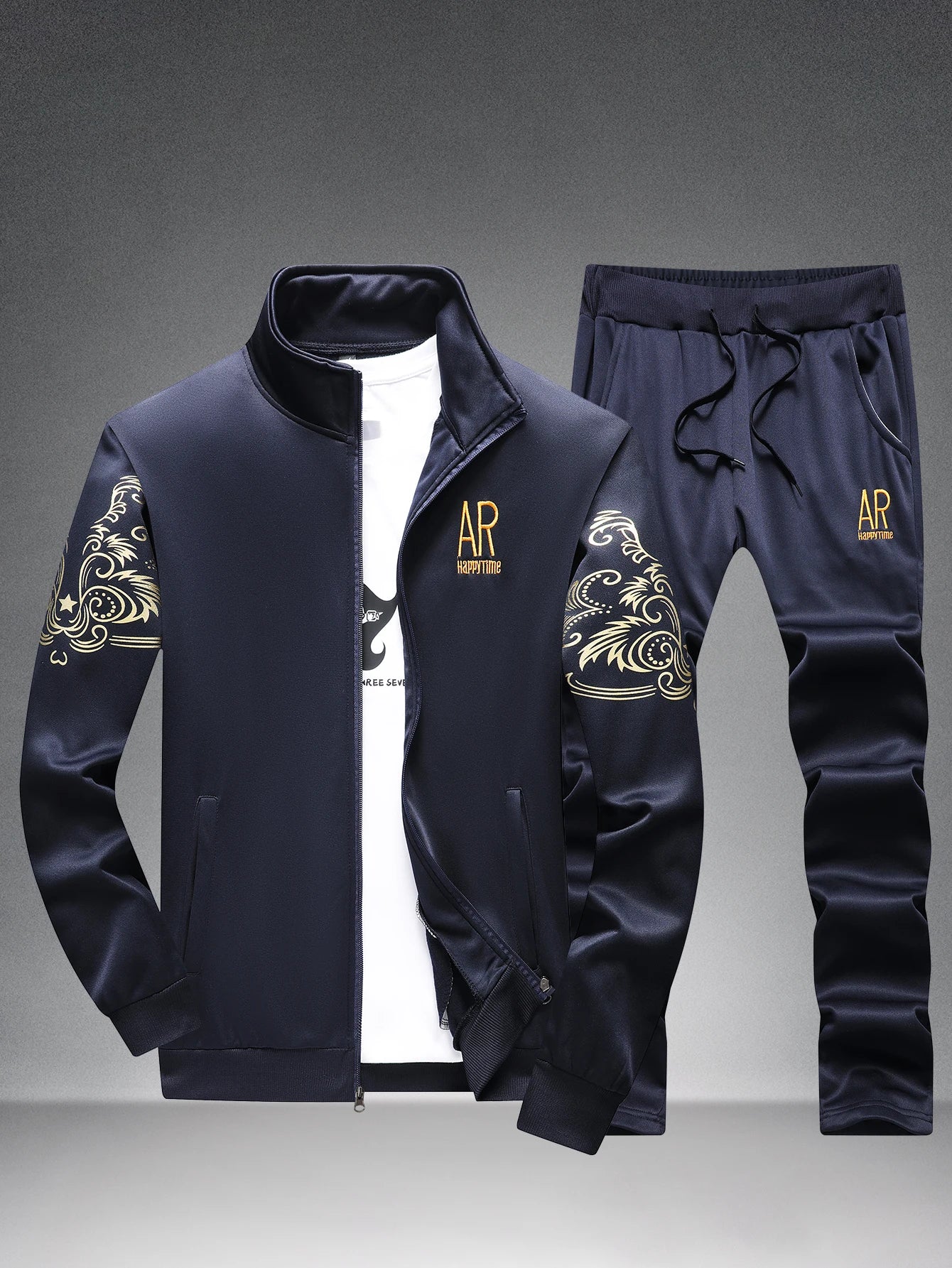 Men&rsquo;s Embroidered Stand-Collar Sports Suit &mdash; Cardigan Jacket + Straight-Leg Pants 2-Piece — view 8 of tracksuits