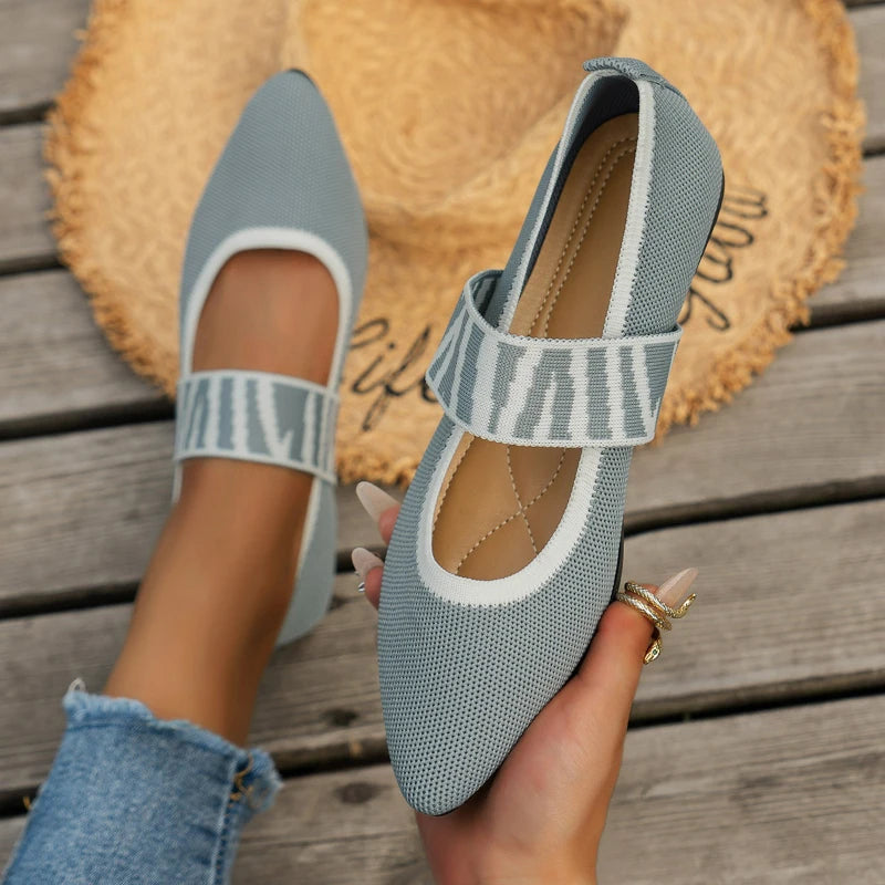 Flats & Ballet — Knitted Pointed-Toe Ballet Flats, Low-Heel Elegant Breathable Sneakers — view 8 of flats & ballet
