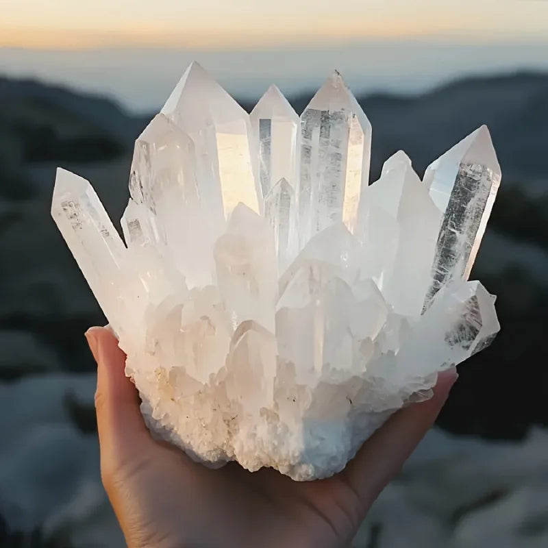 Crystal & Gemstone Clear Quartz Cluster — Spiritual Healing Crystal Decor Ornament — view 3 of crystal & gemstone