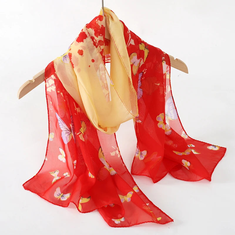 Printed Chiffon Scarf — Lightweight Sun-Protection Beach Shawl Wrap