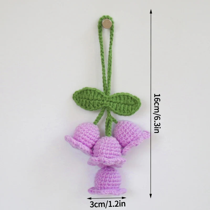 Home Decor Crochet Flower Pendant — Hand-Knitted Car Interior Hanging Decor & Bag Accessory — view 9 of home decor
