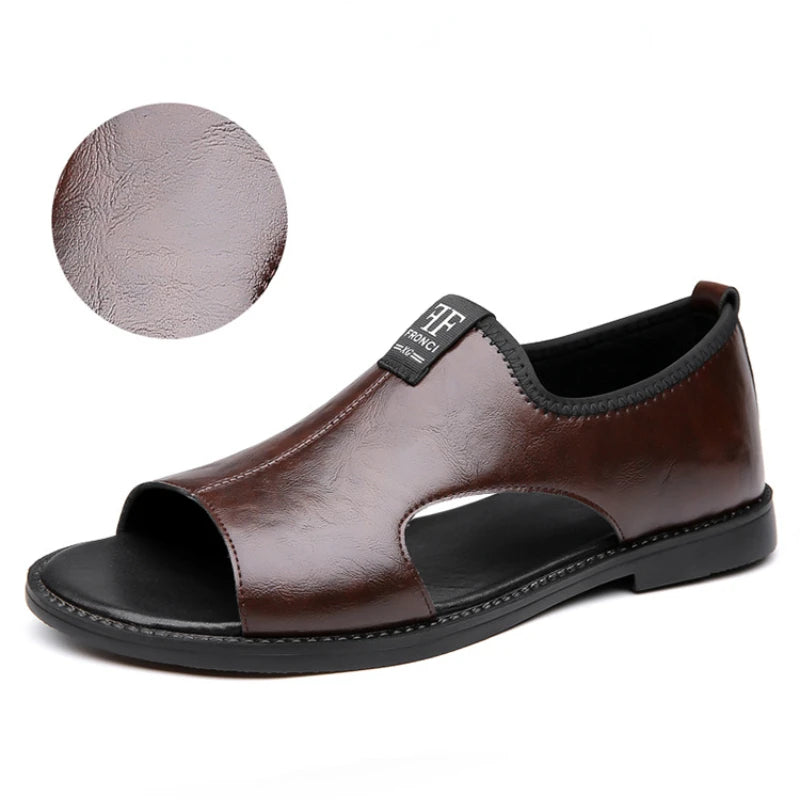 Summer Sandals Men's Genuine Leather Flat Slippers — Casual Beach Slip-On Sandals — view 6 of summer sandals