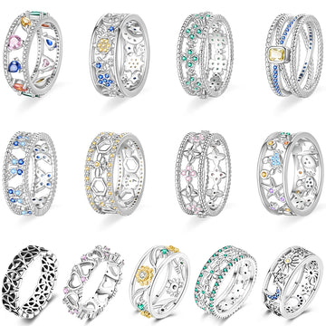 Women's 925 Sterling Silver Hollow Ring — Flower Butterfly Heart Sun Fashion Jewelry