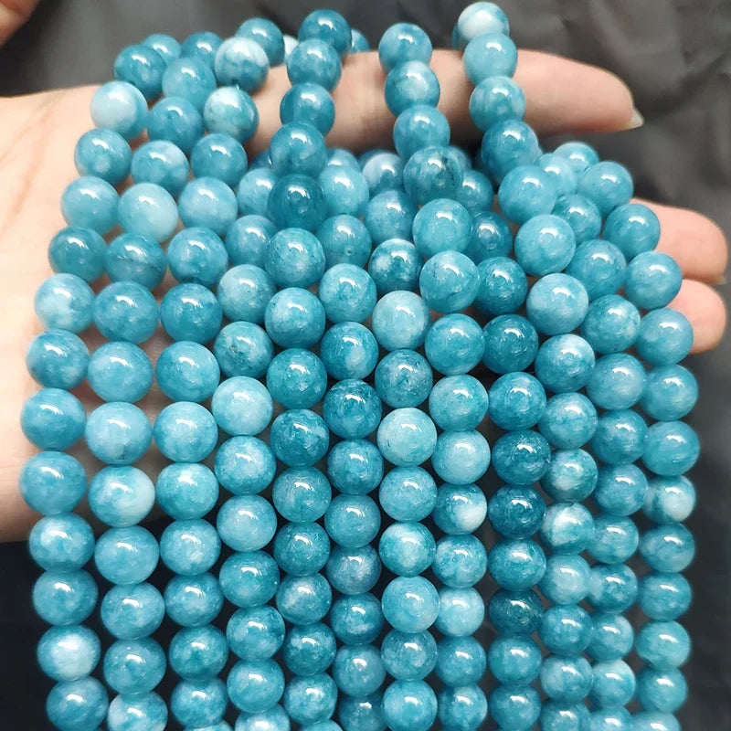 Pearl & Yooperlite Fire Sodalite Beads 15" — 8mm Glow Stone Strand for DIY Jewelry — view 18 of beads