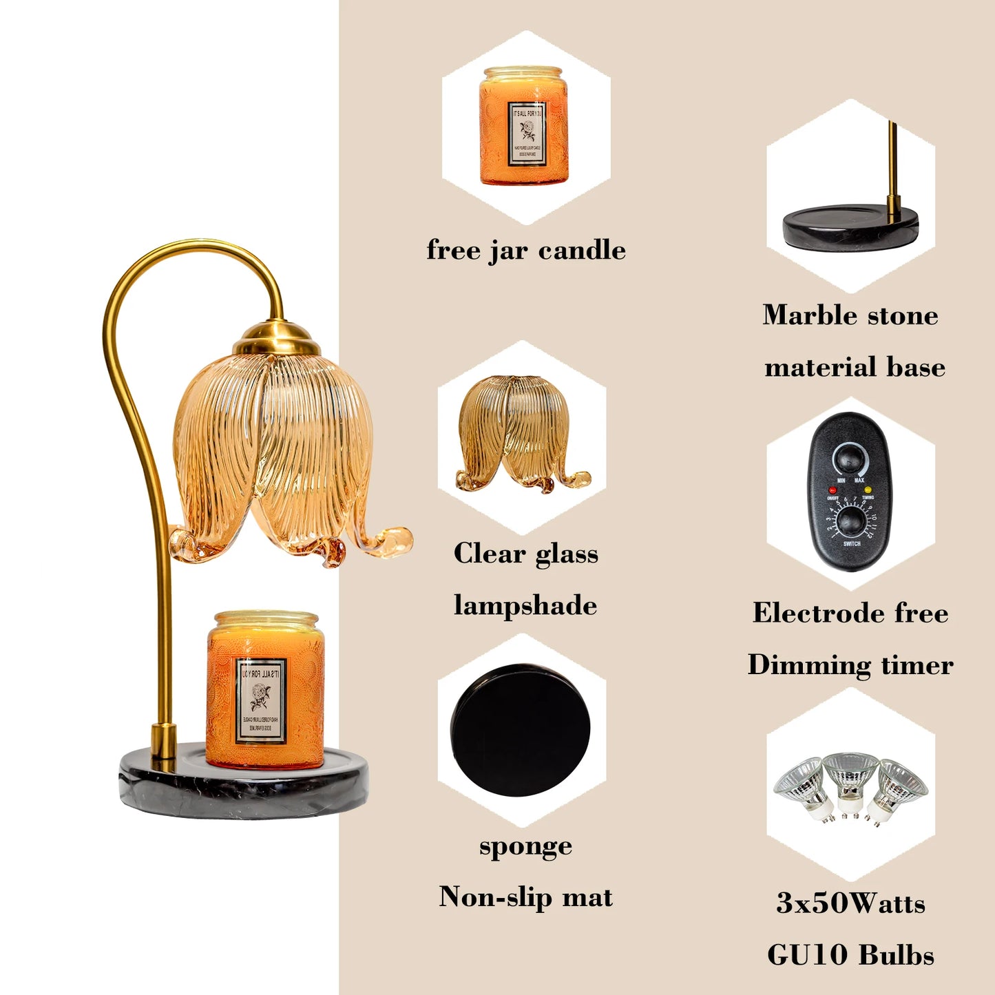 Tulip Flower Candle Table Lamp &mdash; French Retro Warm Atmosphere Bedside Bedroom Lamp — view 2 of lighting