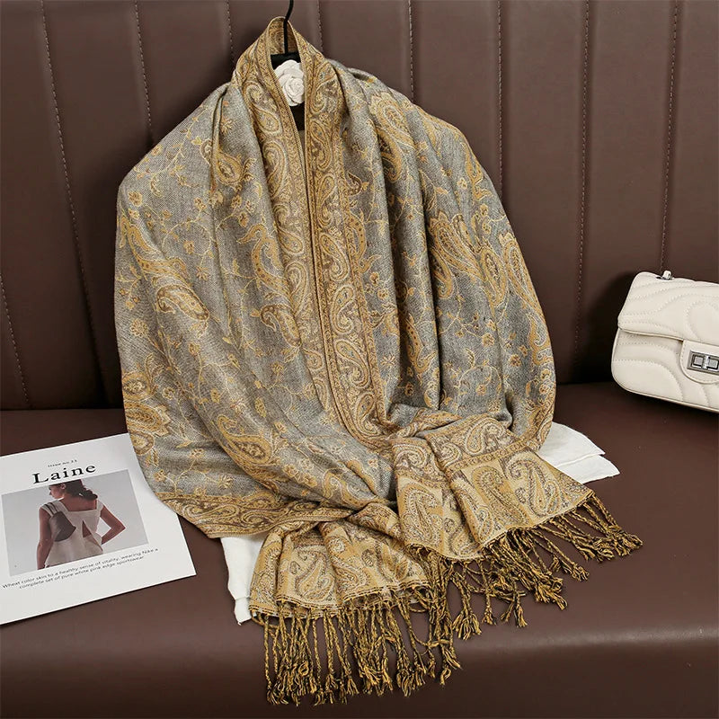 Hijab Scarf Long Pashmina — Lightweight Modest-Fashion Essential Cashmere Shawl Turban Head Wrap — view 17 of scarves & wraps