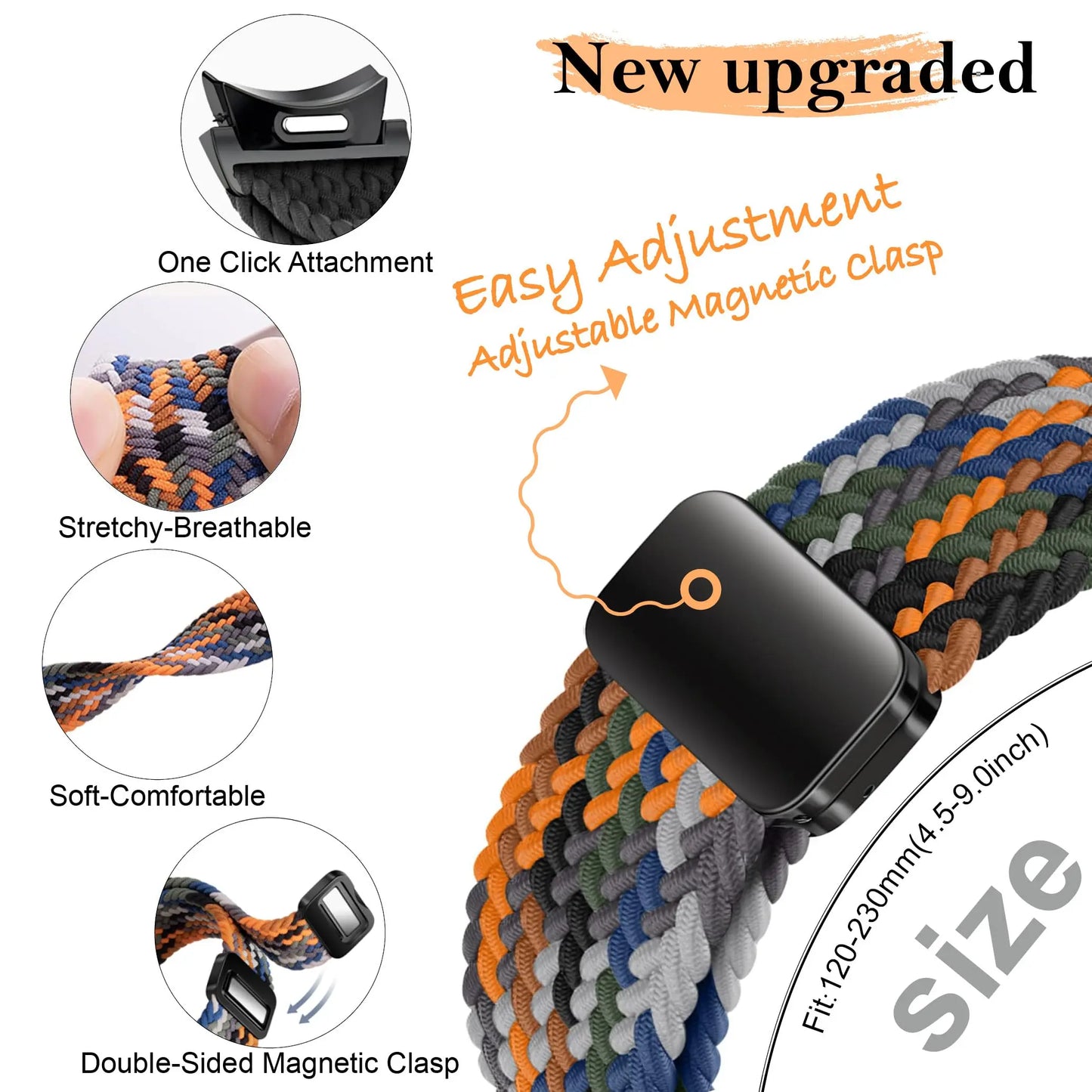 No-Gaps Braided Band for Samsung Galaxy Watch — 40/44/45/46/47mm Nylon Strap — view 2 of watch straps