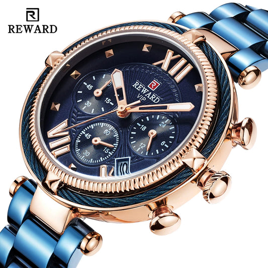 REWARD Women's Chronograph Watch — Luxury Fashion Stainless Steel Wristwatch — view 1 of watches