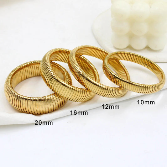 Women's 304L Steel Elastic Bracelet — 18K Gold Plated Chunky Punk Bangle Jewelry — view 1 of jewelry