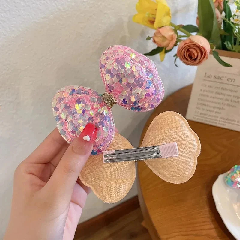 5PCS Long Gradient Color Sequin Glitter Big Bow Hair Clips for Girl Kids Cute Kawaii Princess Fairy Hairpin Fashion Accessories — view 6 of product