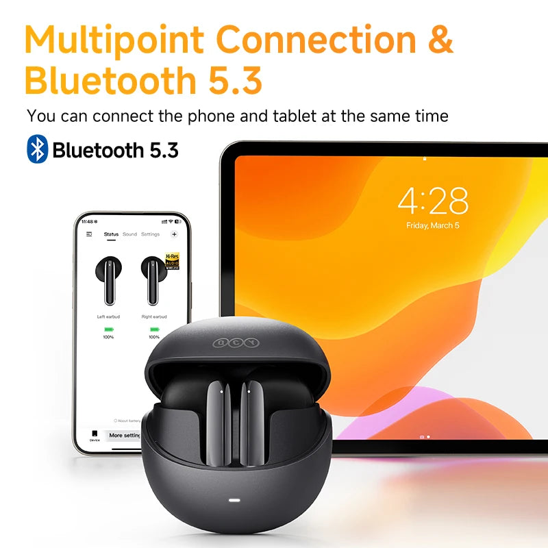 QCY HT10 AilyBuds Pro+ ANC Wireless Earphone Hi-Res Audio with LDAC Bluetooth 5.3 Earbuds 6 Mic AI HD Call Multipoint Connection — view 6 of product