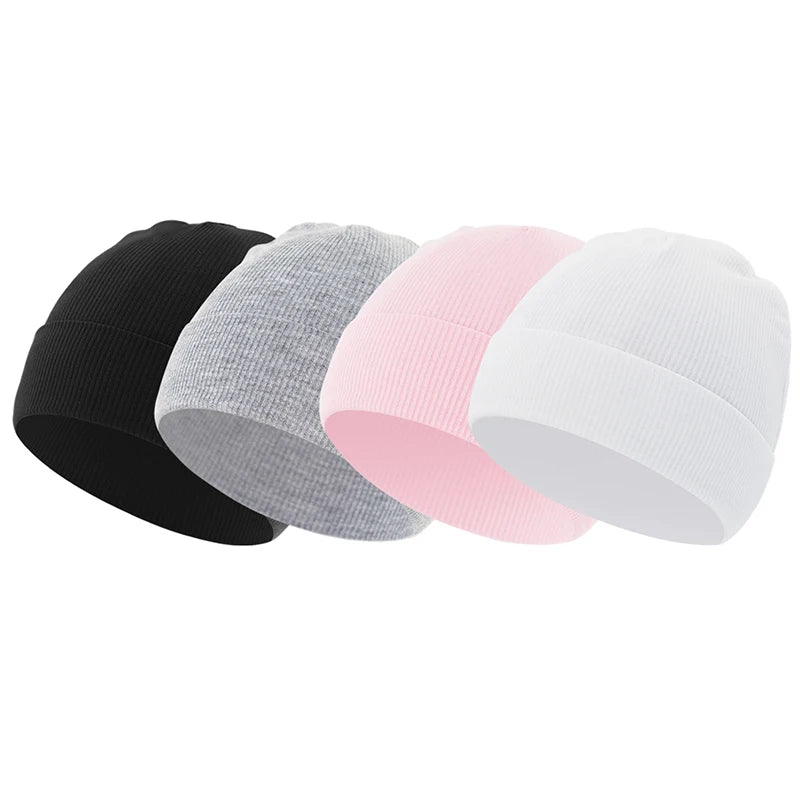 Newborn 100% Cotton Soft Bonnet Cap - Unisex Solid-Color Baby Beanie — view 2 of baby hats