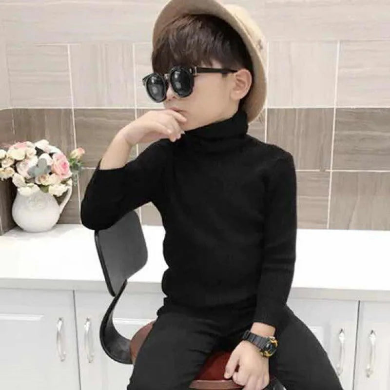 Fashion Baby Girls Winter Turtleneck Knitted Sweaters Clothes 2023 Autumn Children Boys Pullover Kids Knitwear Versatile