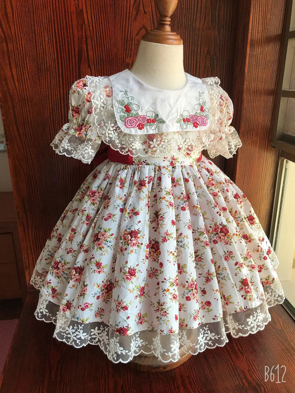 Baby Girl Red Rose Floral Princess Ball Gown – Ages 0-12Y