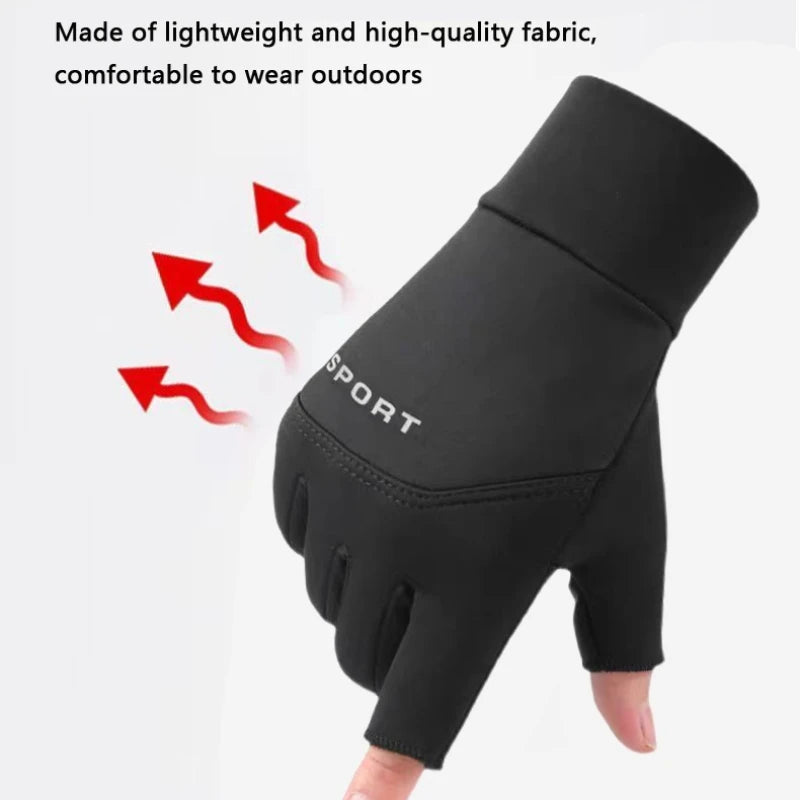 Velvet-Lined Winter Driving Gloves — Two-Finger Exposed Touchscreen Windproof Waterproof Gloves — view 3 of gloves