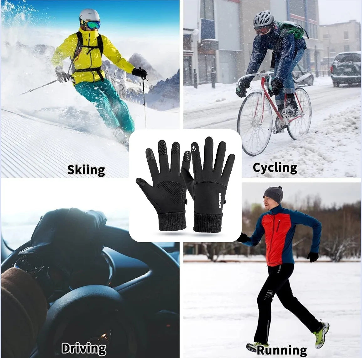 Winter Gloves Thermal Water-Resistant Touchscreen — Windproof Driving Running Ski Riding Gloves — view 5 of gloves