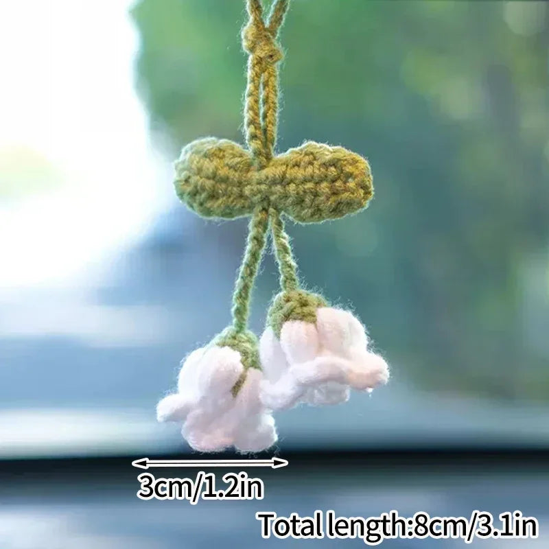 Home Decor Crochet Flower Pendant — Hand-Knitted Car Interior Hanging Decor & Bag Accessory — view 14 of home decor