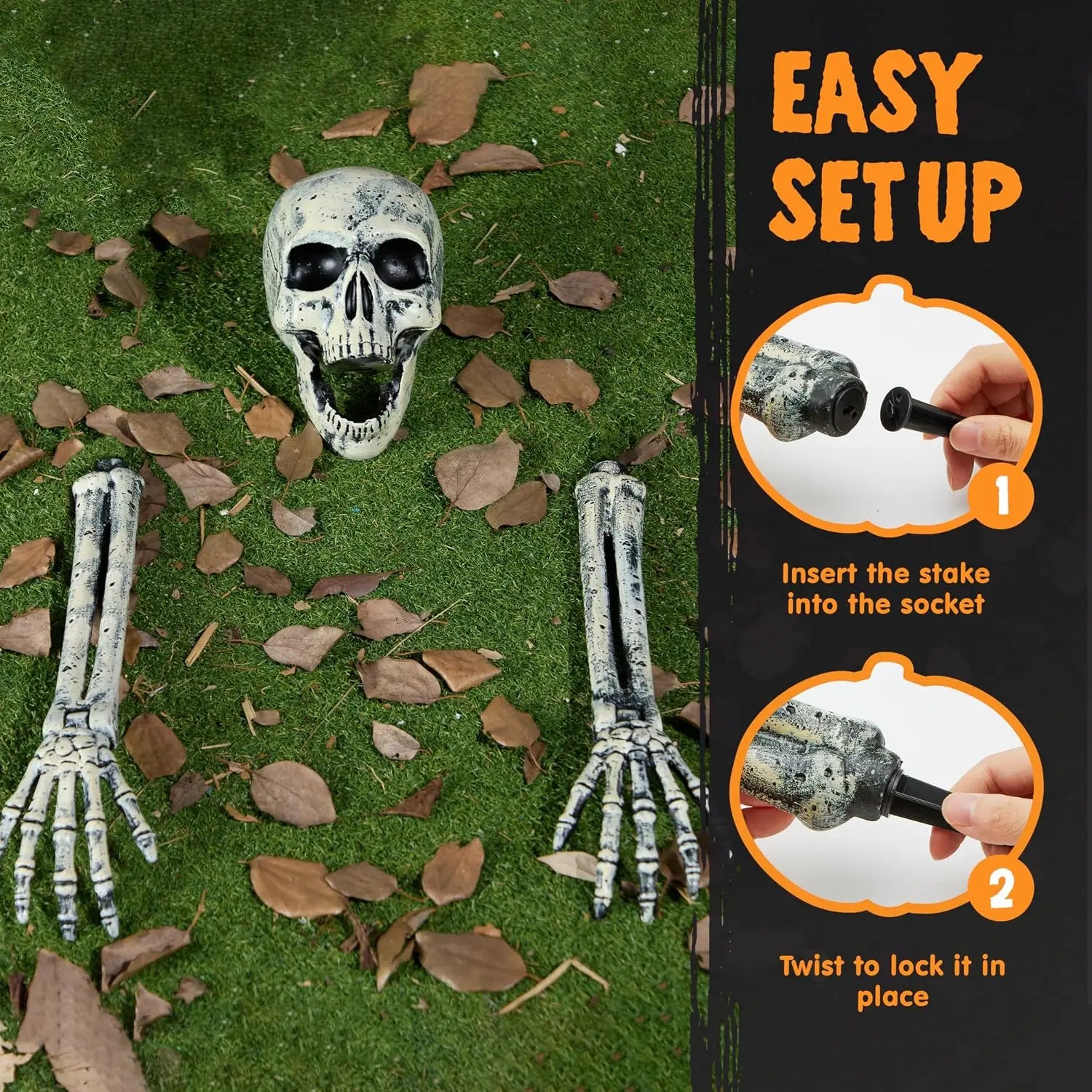 3-Piece Realistic Skeleton Halloween Outdoor Decorations — product photo 3