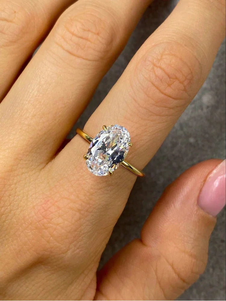 Women's 925 Sterling Silver 1-8CT Zircon Oval Ring — Engagement Wedding Jewelry — view 2 of jewelry