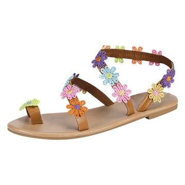 Bohemian Beaded Flip-Flops — Hand-Beaded Floral Thong Sandals — view 1 of sandals & slides