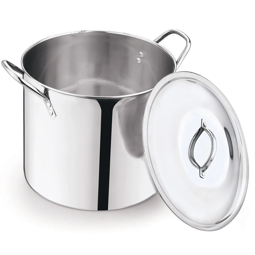 12 Quart Stainless Steel Stock Pot Heavy-Duty with Tempered Glass Lid Induction-Compatible Soup Pasta Stew Pot — view 3 of cookware
