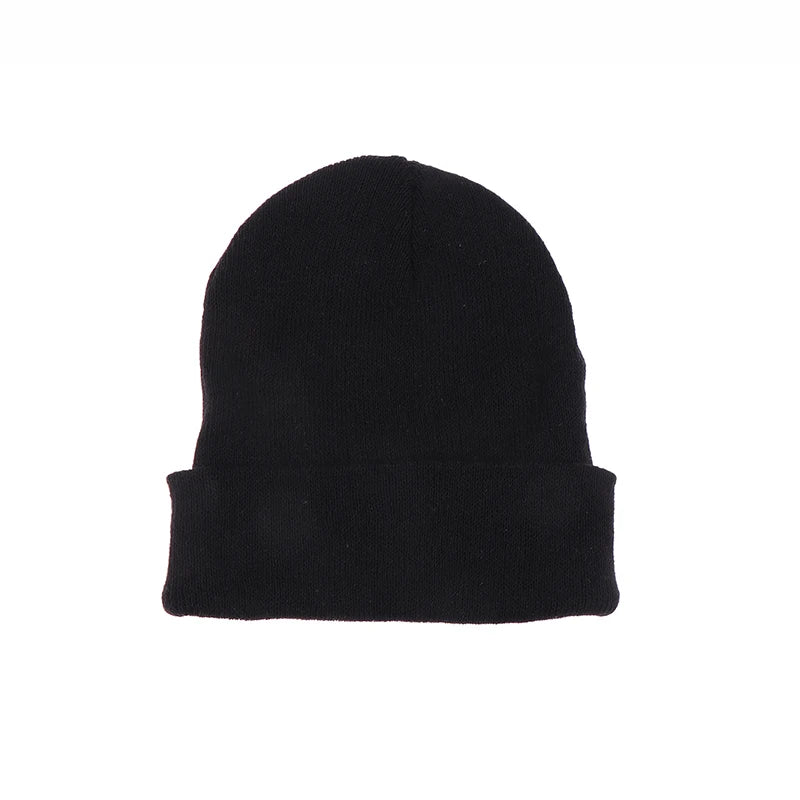 Black Pullover Woolen Knitted Wool Hip Hop Beanie Snow Hat Topi Benie Berhuruf