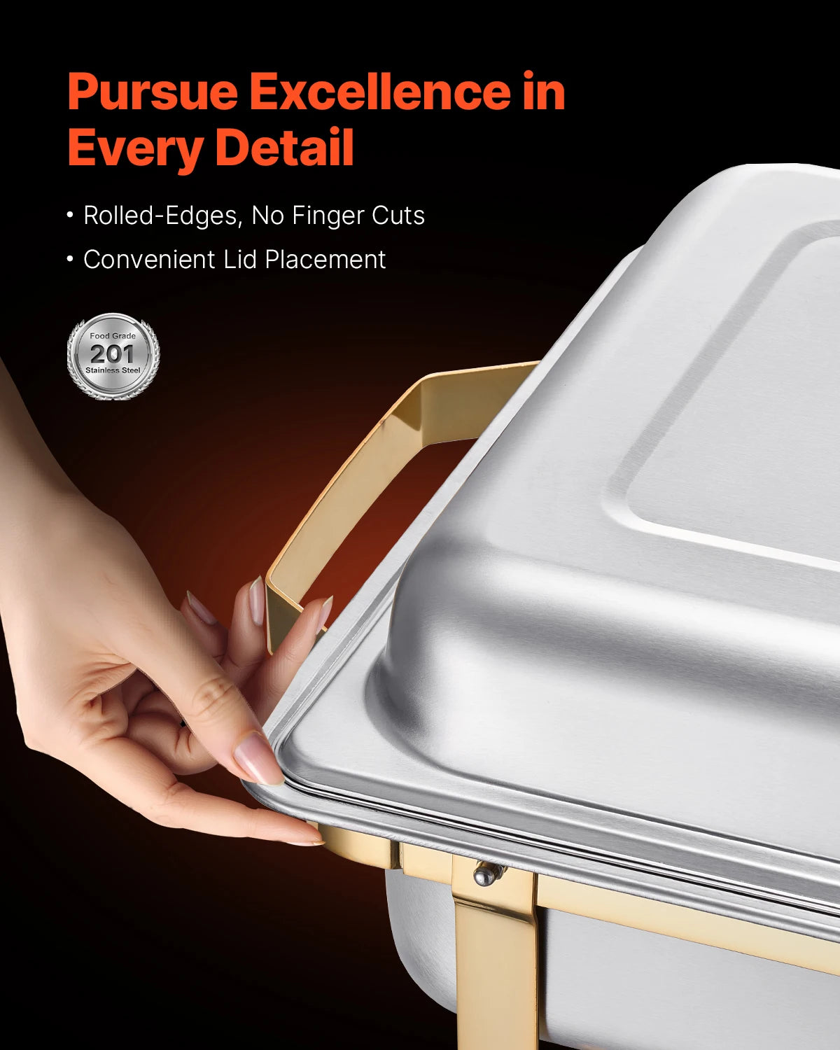 8 Qt Chafing Dish Buffet Set 4-Pack Stainless Steel Catering Food Warmer with Lid for Parties Events — view 2 of dining & tableware