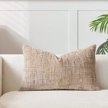 Khaki Chenille Striped Cushion Cover &mdash; 30&times;50 cm Geometric Throw Pillow for Sofa &amp; Bed — view 1 of cushion covers & pillow cases