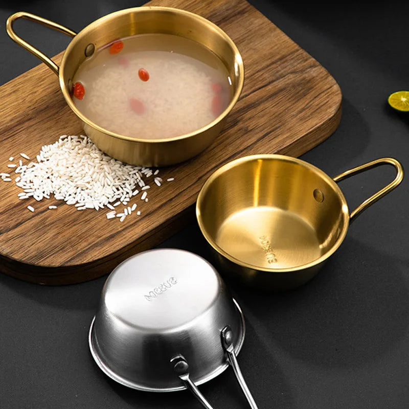 Korean Sauce Bowl with Handle — 304 Stainless Steel Rice, Wine & Seasoning Dish — view 4 of dining & tableware