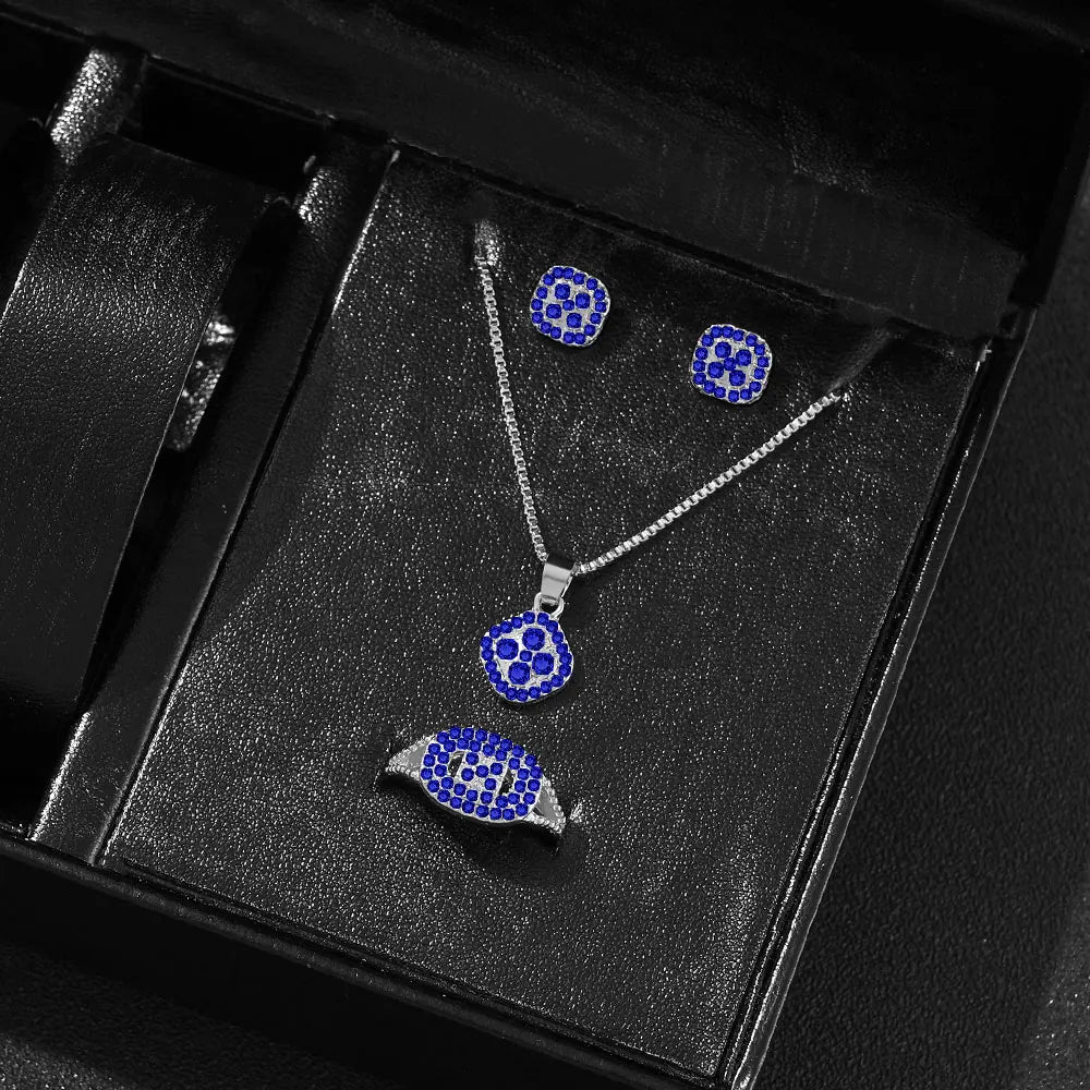 Luxury Cube Crystal Jewelry Set Women's Elegant Necklace Earrings Bracelet Statement Set — view 7 of jewelry sets