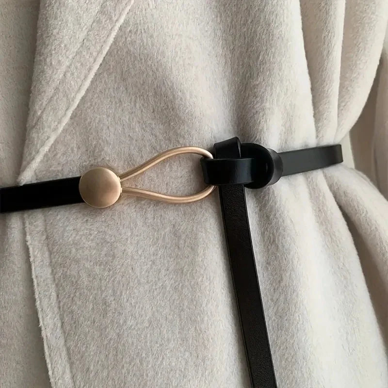 Belts Vintage Knotted PU Leather Waistband — No-Hole Decorative Tie Belt — view 2 of belts