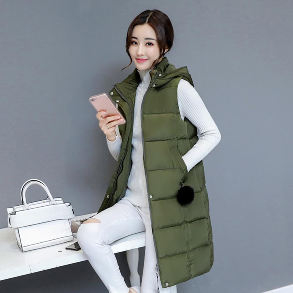 Women Vest Padded Cotton Down Autumn Winter Elegant Thick Warm Long Vest for Daily Wear