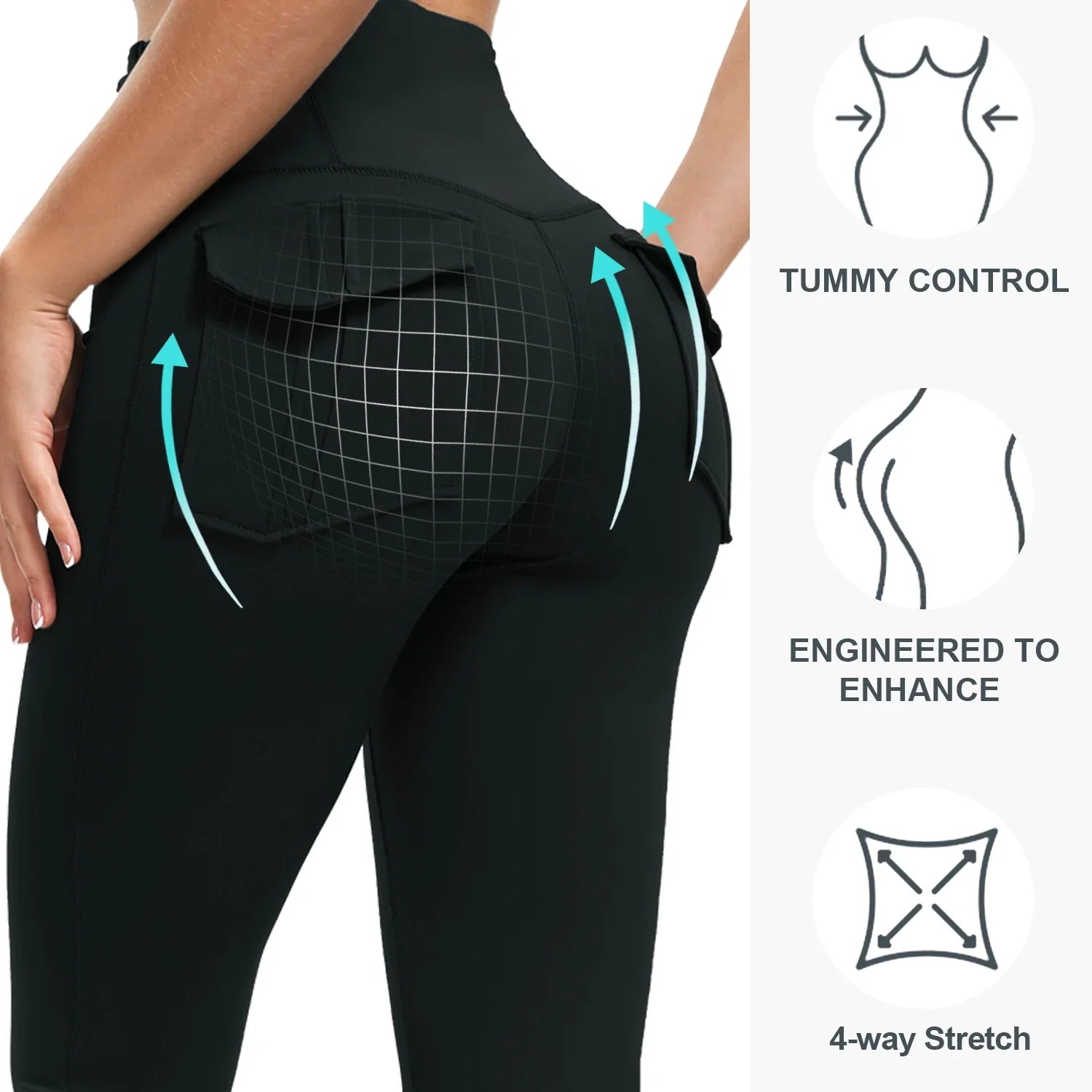 3-Pack Bootcut Yoga Pants with Pockets — Flared High-Waist Tummy-Control Leggings — view 5 of sports & fitness
