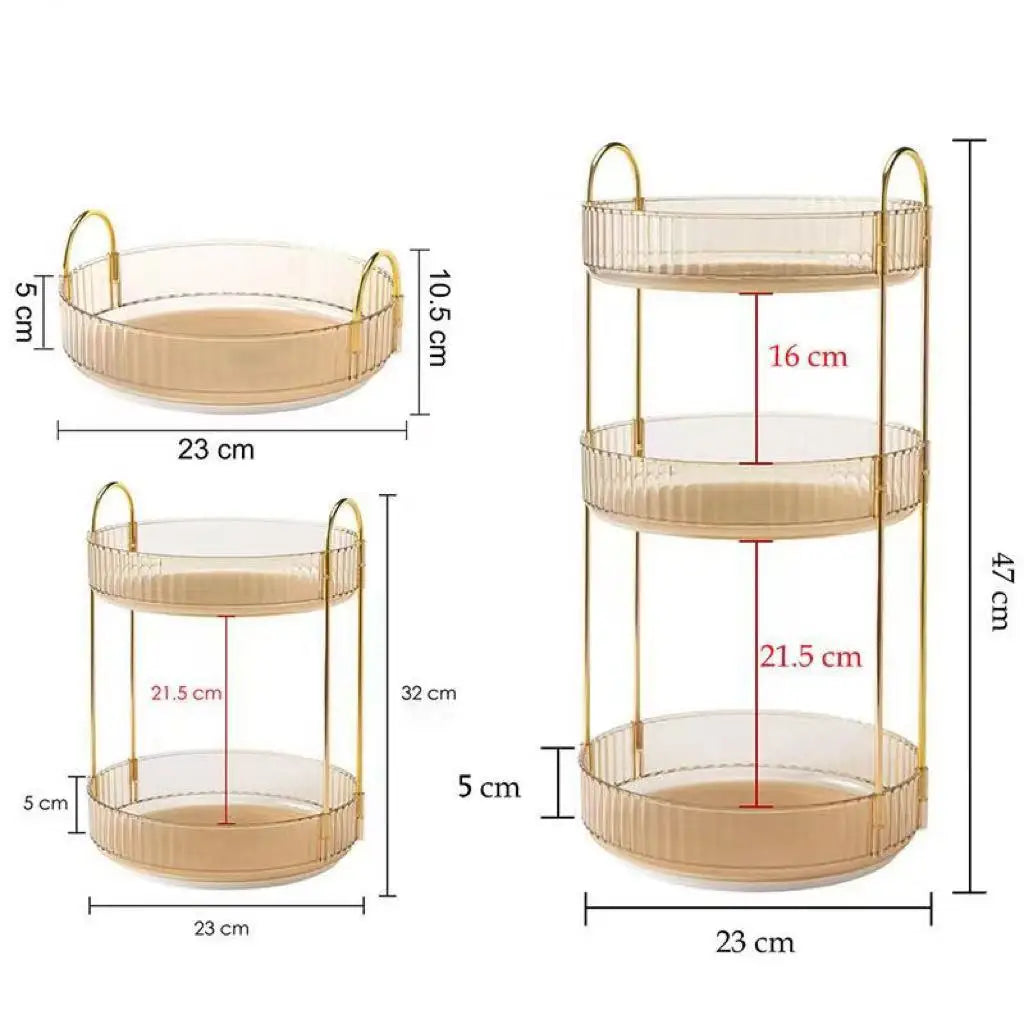 360&deg; Rotating Kitchen Storage Rack, Gold-Tone Multi-Tier Organizer — product photo 2