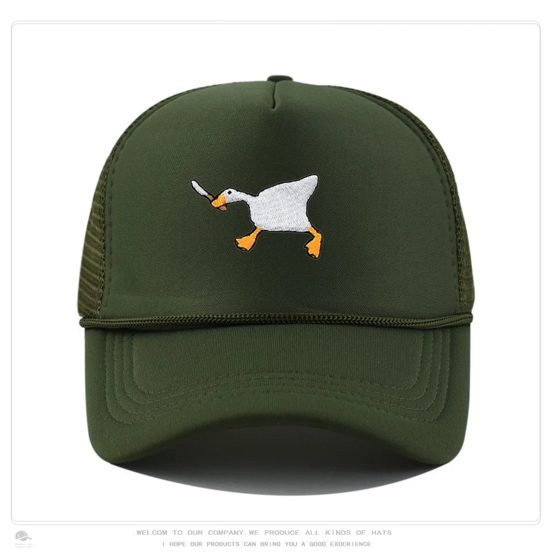 Embroidered Goose Baseball Cap — Quirky City-Style Streetwear Duckbill Casual Fashion Hat — view 12 of hats & caps