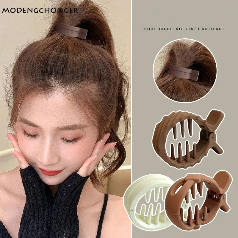 Matte Round Shark Hair Clip – Retro High Ponytail Grip Clamp for Women (All-Match) — view 2 of women's clothing