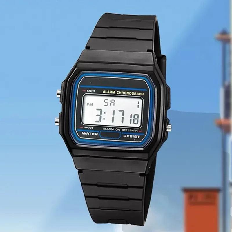 Men's Square LED Digital Sport Watch — Minimalist Silicone Strap Electronic Wristwatch — view 5 of watches