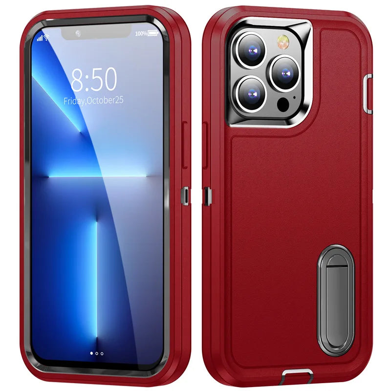 2024 Hybrid Military Grade Defender Protection Case for iPhone 16 15 14 Pro Max 13 12 11 XS XR X 8 7 6 Plus Kickstand Body Cover